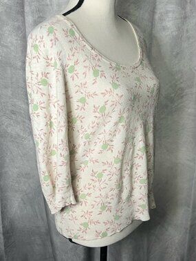 Gene Meyer Floral Print 3/4 Sleeve Top - Large
